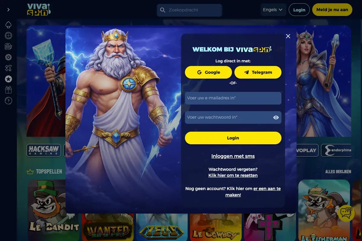 Vivaspin casino login formulier
